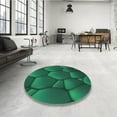 thumbnail image 4 of Ahgly Company Machine Washable Indoor Round Transitional Deep Teal Green Area Rugs, 5' Round, 4 of 7