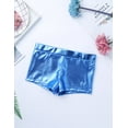 thumbnail image 4 of HULIJA Kids Girls Shiny Sequins Mock Neck Crop Top with Shorts Set Gymnastics Dancewear Blue 6, 4 of 7