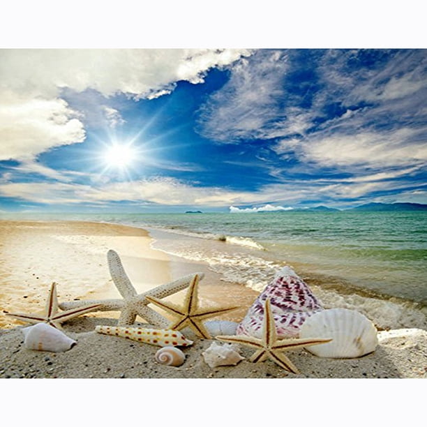 Taladro completo diamante pintura bordado DIY playa Shell punto de cruz mosaico artesanal FLhrweasw Nuevo