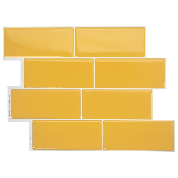 Smart Tiles - 3D Adhesive Peel and Stick Backsplash Tile, Yellow - 5-Pack 11.56" x 8.38"