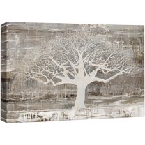 PixonSign Canvas Print Wall Art Grunge White Forest Tree Silhouette Nature Wilderness Illustrations Modern Art Botanical Floral Farmhouse/Country Relax/Calm/Cozy for Bedroom - 16"x24"