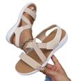 thumbnail image 4 of Wdhugt Women'S Casual Round Toe Elastic Soft Sole Wedge Sandals For Spring Summer Beach Wear Plus Size Footwear Made Of Pu Material In Beige Size Us 8.5, 4 of 8