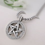 Wicca Pentagram Vintage Runes Pendant Witch Supernatural Amulet Crystal Necklace