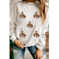 thumbnail image 3 of Women's White Sequin Rodeo Patched Drop Shoulder Long Sleeve Sweatshirt - [ZhiHiMeRi] | 2XL, 3 of 7