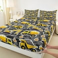 thumbnail image 3 of Feelyou Construction Vehicle Boys Bed Sheets, Grey Yellow King Sheets, Cartoon Truck Theme Sheet Set, Breathable Home Decor, 4pcs, 3 of 7
