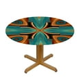 thumbnail image 3 of JEUXUS Round Table Cover Table Cloth Cover Retro Geometric Fractal Pattern Table Cover Kitchen Picnic Dinning Tabletop Home Decoration Abstract Fits&nbsp;up&nbsp;Tables Blue and Orange, 3 of 7