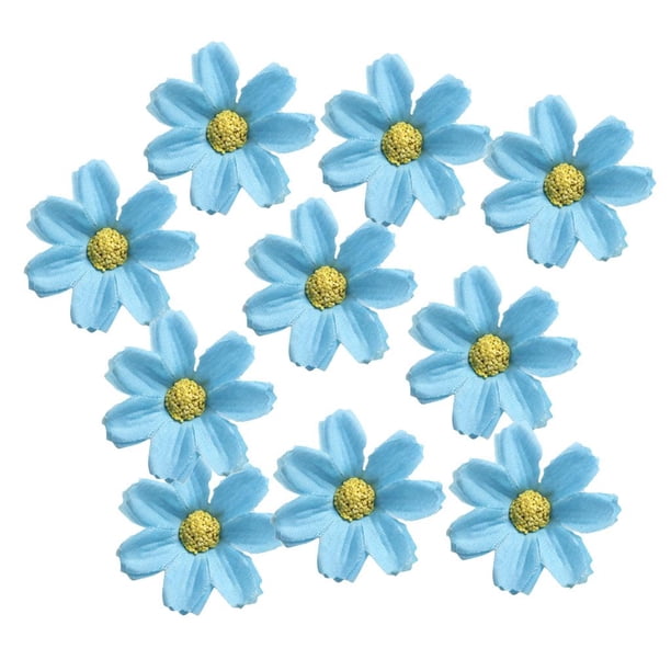 50 cabezas de flores artificiales de seda de 4 cm para manualidades azul