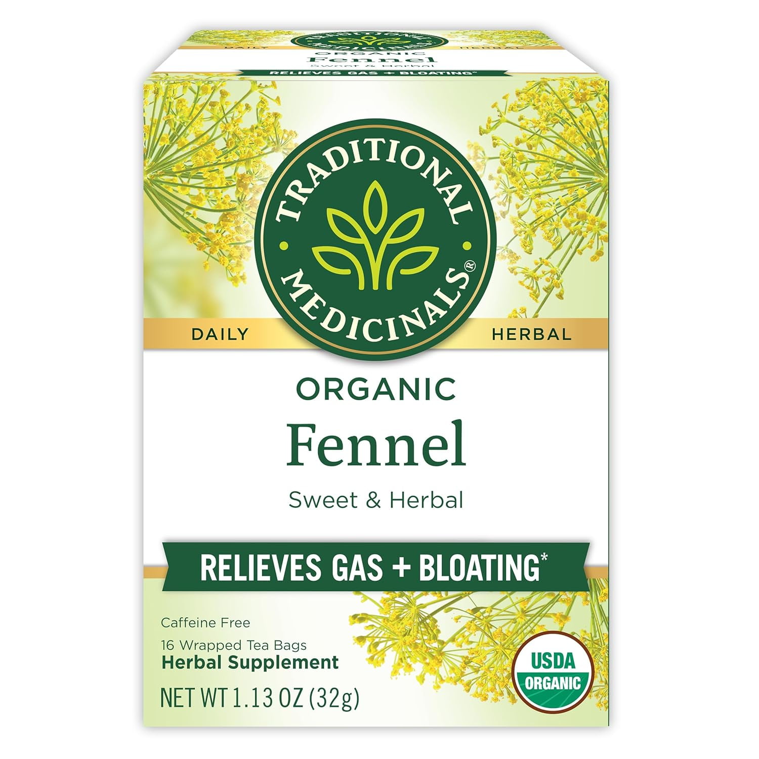 Pack of 6, Traditional Medicinals Organic Fennel Tea, 1.13 oz