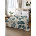 thumbnail image 3 of King Flat Sheet Only Classic Navy Blue Hydrangea Soft Microfiber Cooling Bedding Sheets Floral on Retro Background Flat Bed Sheet for Hotel,Home Decor, 3 of 9
