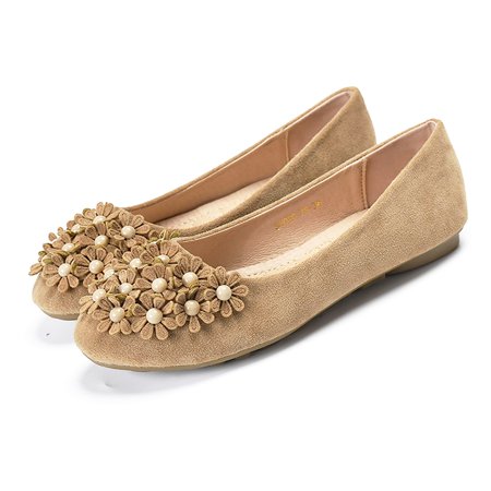 

Mishuowoti Flats Shoes for women 2023 Women Ladies Singles Shoes Flat Shoes Flower Pearl Decoration Casual Shoes Slip On Work Shoes