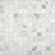 Calacatta Gold 1" x 1" Marble Mesh Mounted Polished Mosaic in White