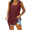 thumbnail image 5 of Samickarr Summer Tank Tops For Women Square Neck Sleeveless Side Slit Tunic Tops For Leggings Casual Loose Fit Pullover Tank Vests Blouses Shirts, 5 of 6