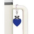thumbnail image 3 of Delight Jewelry Acrylic 1" Navy Blue Heart - Silvertone Black Bow Charm Accessory for Tumblers and Thermal Cups, 3 of 4