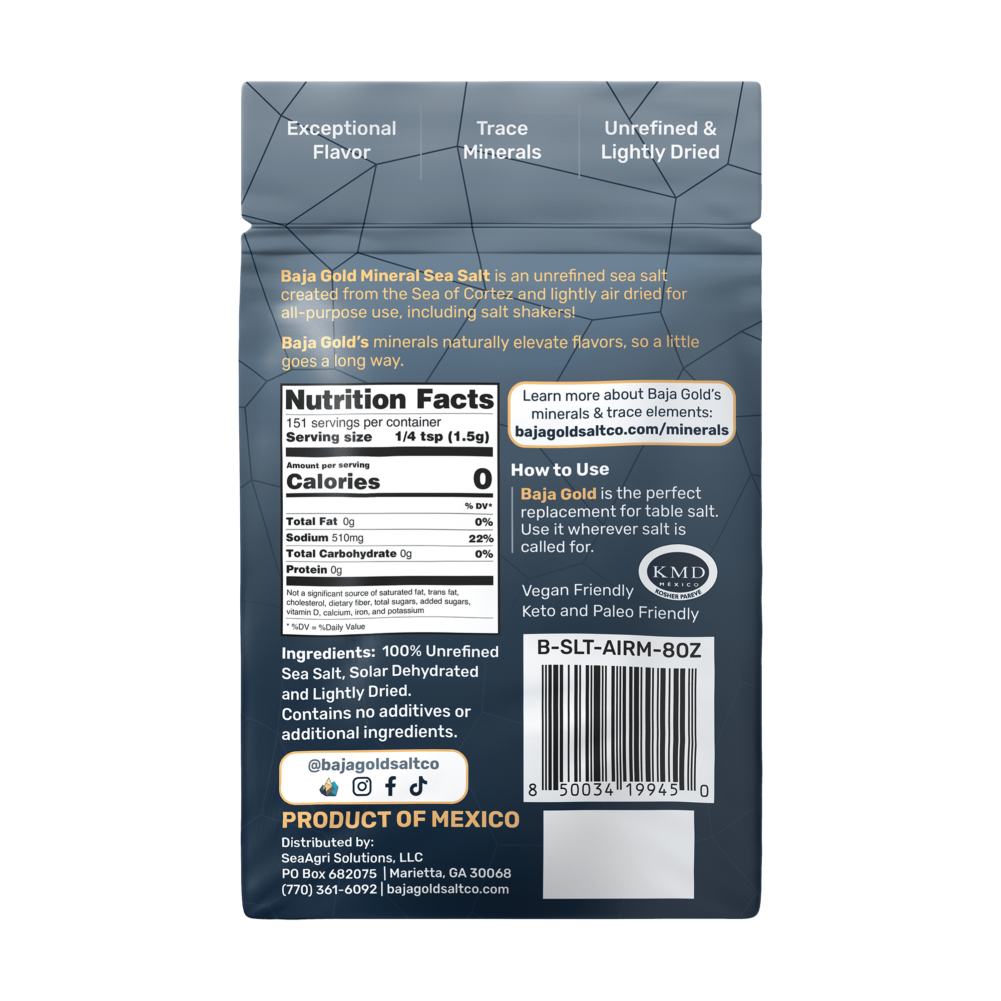 Baja Gold Mineral Sea Salt - 8 Oz. Resealable Bag