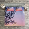 thumbnail image 3 of Ambesonne Night Quilted Bedspread Set 3 Pcs, Dreamy Sky Spring Tree, Queen Size, Blue Pale Pink Black, 3 of 3