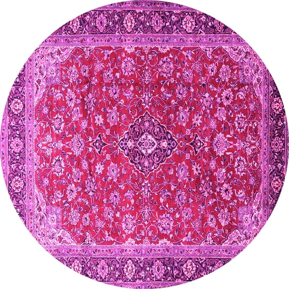 Ahgly Company Indoor Round Medallion Pink Traditional Area Rugs, 4' Round