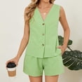 thumbnail image 4 of jowamay Short Sets Women 2 Piece Outfits Button Down V Neck Plaid Tank Tops 2 Piece Shorts Sets with Pockets for Date, 4 of 7