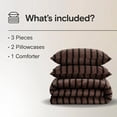 thumbnail image 2 of Brown Striped Comforter Set Queen Size Soft Velvet Feel Plush Bedding Set 3 Pcs Modern Stripes Pattern Queen Size Bed Set for All Seasons 1 Comforter 2 Pillowcases 250g Microfi, 2 of 9