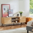 thumbnail image 2 of EDX Retro-Modern TV Stand, Mid-Century Media Console with Soft-Close Cabinets & Adjustable Shelves, Engineered Wood TV Cabinet for 50-65 Inch TVs, Natural, 2 of 8