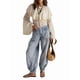 thumbnail image 3 of Pantalones Vaqueros Tubo Lotus para Mujer, de Tiro Medio, Holgados, de Pierna , con Volantes, Plisados y Cordón Ajustable Azul XL, 3 of 8