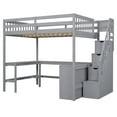thumbnail image 5 of Euroco Wooden 2 Tiers 3 Drawers Loft Bed with Desk, Shelf and Storage, Gray, 5 of 17