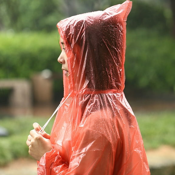 Raindrops Portable Waterproof Rain Cape Adult Hooded Poncho Assorted Color 6Pcs