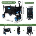 thumbnail image 5 of SYTHERS Collapsible Beach Wagon Cart Heavy Duty 350lbs, Super Large Folding Garden Wagon Cart with All-Terrain Wheels, Anti-fall Off Net Cover and Buckle Straps for Garden, Camping, Black, 5 of 8