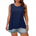 thumbnail image 2 of Women's Plus-Size Tank Tops for Women Summer Square Neck Sleeveless Tops Tie Shoulder Chiffon Blouse Babydoll Shirts , Navy - 3XL, 2 of 5