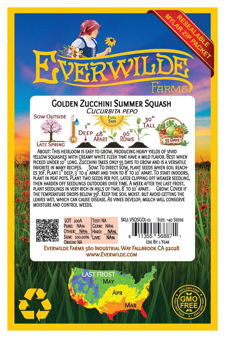Everwilde Farms Golden Zucchini Summer Squash Seeds - Thumbnail 3