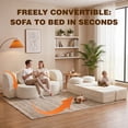 thumbnail image 2 of Walsunny 2-in-1 Convertible Futon Sofa Bed, Boneless Foldable Sofa Bed, Lazy Sleeper Sofa Couch, Memory Foam Folding Couch for Living Room, Bedroom, White, 2 of 10