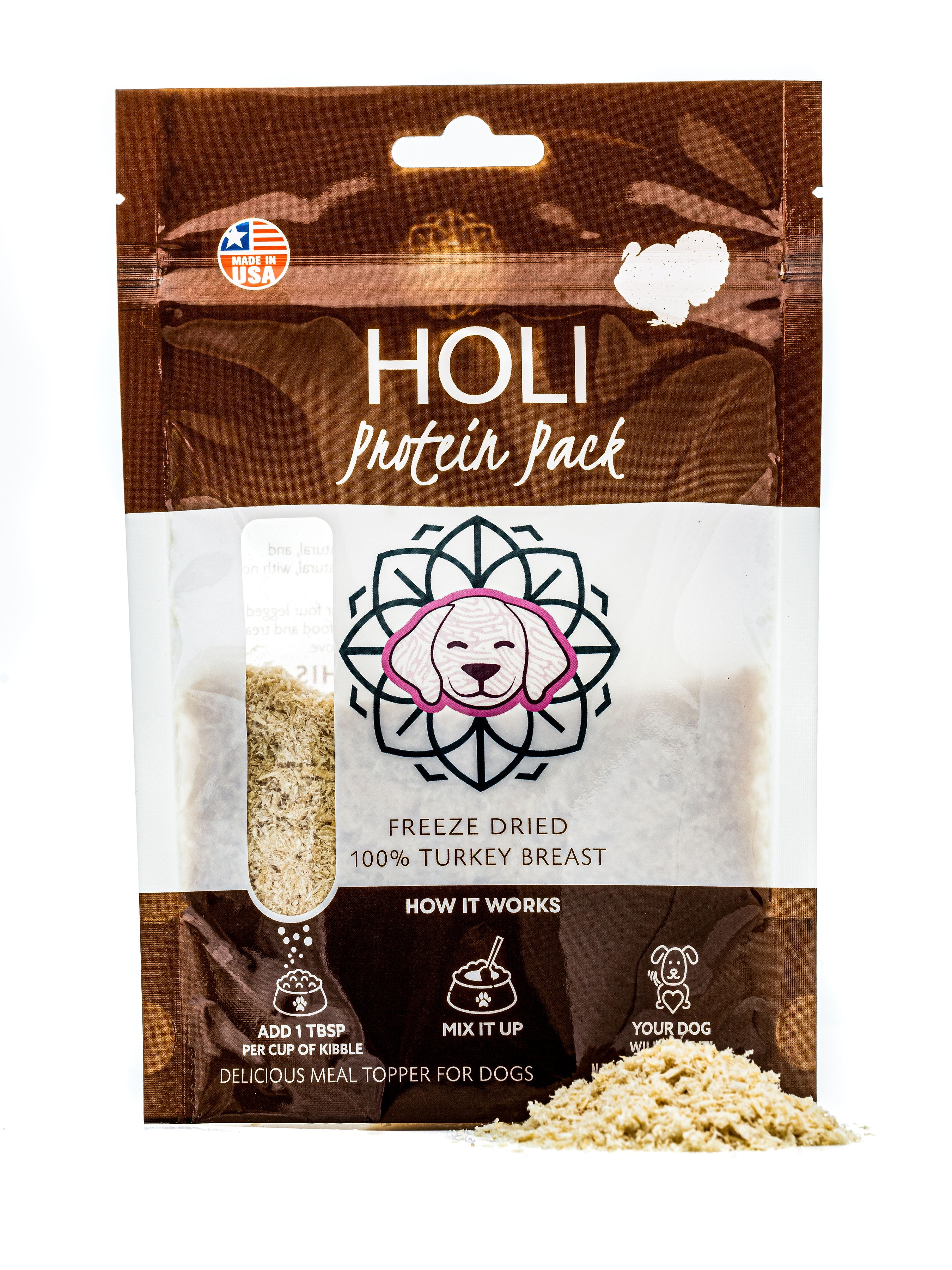 HOLI Freeze Dried Turkey Breast Dog Food Topper Single Ingredient