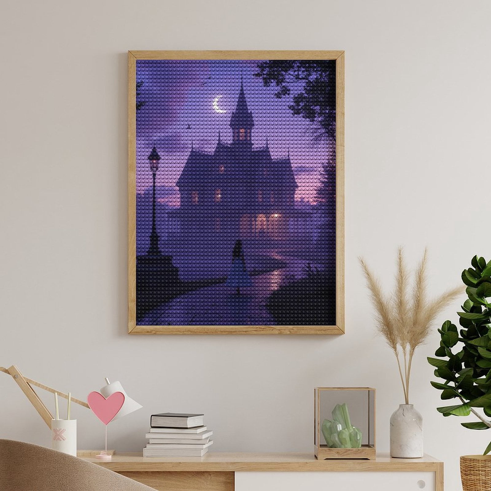 Diamond Art Kits for Adults, Gothic Night Enchanted Mansion Pathway 5D Diamond Painting Kits for Adults Beginners, DIY Full Drill Diamond Painting, Gem Art and Crafts 12x16