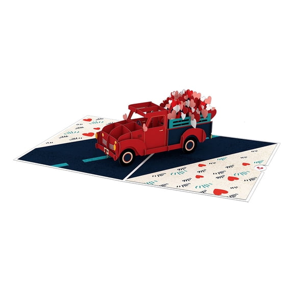 Lovepop Valentine's Day Truckloads of Love Pop Up 3D Greeting Card, 5" x 7", Envelope Included