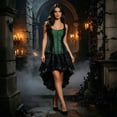 thumbnail image 2 of Women Gothic Corset Dress, Vintage Jacquard Bustier Top with High Low Ruffle Skirt Set, Victorian 2 Piece Outfit for Holiday Party and Stage Performance, 2 of 4