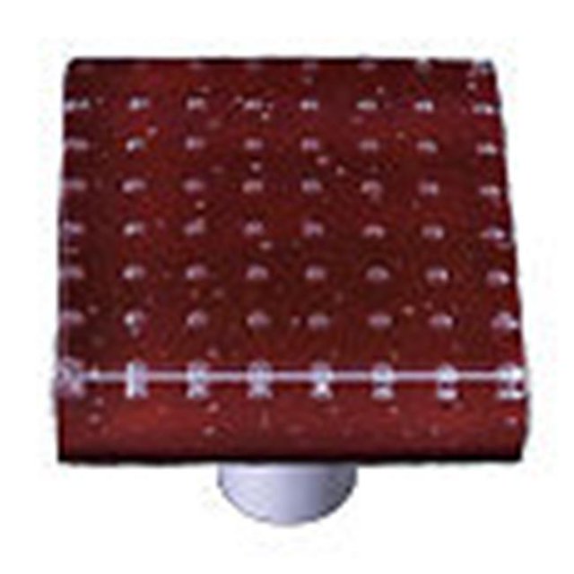 Hot Knobs HK1201-KA Bubbles Deep Red Square Glass Cabinet Knob - Aluminum Post