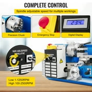 KFFKFF Mini Metal Lathe, 7x14 Benchtop Metal Lathe, with 3-jaw Chuck CNC Mini Lathe Machine, Precision Mini Lathe w/Tool Box Digital Display, 550W Variable Speed 2250RPM Metal Lathe,