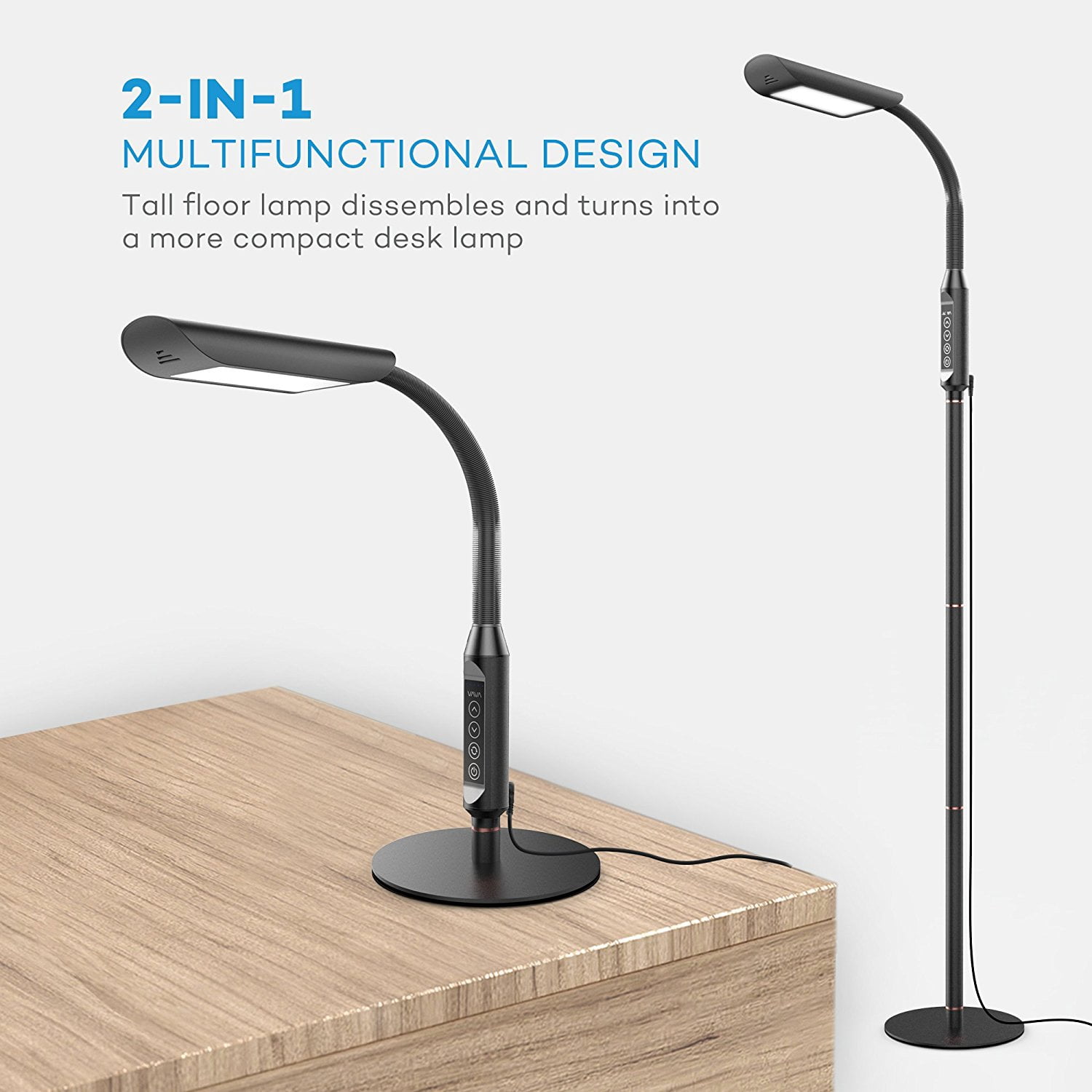 Floor Lamps Vava Dimmable Led Reading Lamp For Living Room 1815 Lumens 50 000 Hours Lifespan Standing Desk Two In One Flexible