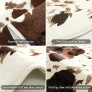 Softlife Luxury Faux Cowhide Rug Cow Rugs For Living Room Bedrooms Soft Animal Print Carpet,4.6x5.2,Coffee