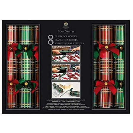 Tom Smith -Festive Red & Green Luxury Holiday Crackers - Pack of