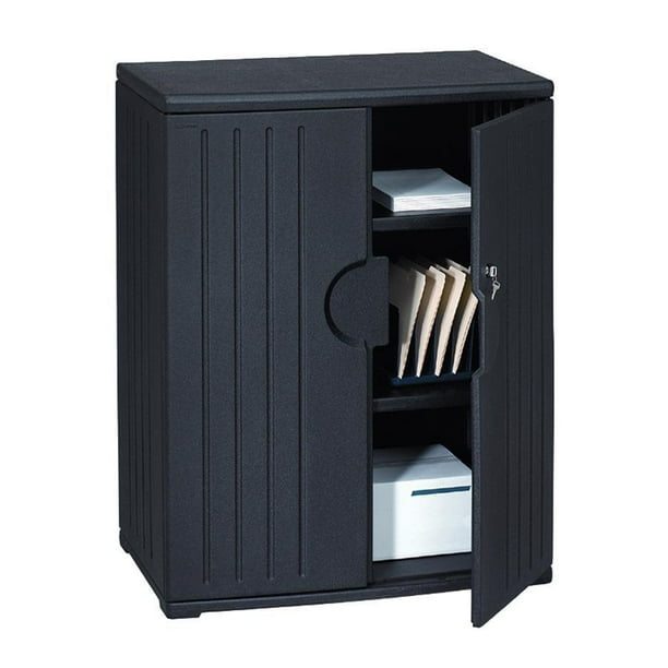 Iceberg Officeworks 2 Shelf Storage Cabinet Black Walmart Com Walmart Com