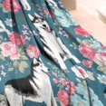 thumbnail image 3 of Husky Dog Flower Floral Blanket,Comfortable Soft Flannel Throw Blanket,All Season,Warm Lightweight Blankets for Sofa Bed Couch Living Room Chair,30"x40"(80x100cm), 3 of 4