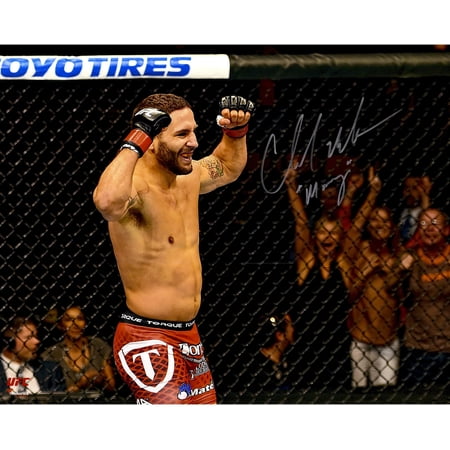 Chad Mendes Ultimate Fighting Championship Autographed 16" X 20" Horizontal Raising Arms Photograph with "Money" Inscription - Fanatics Authentic Certified