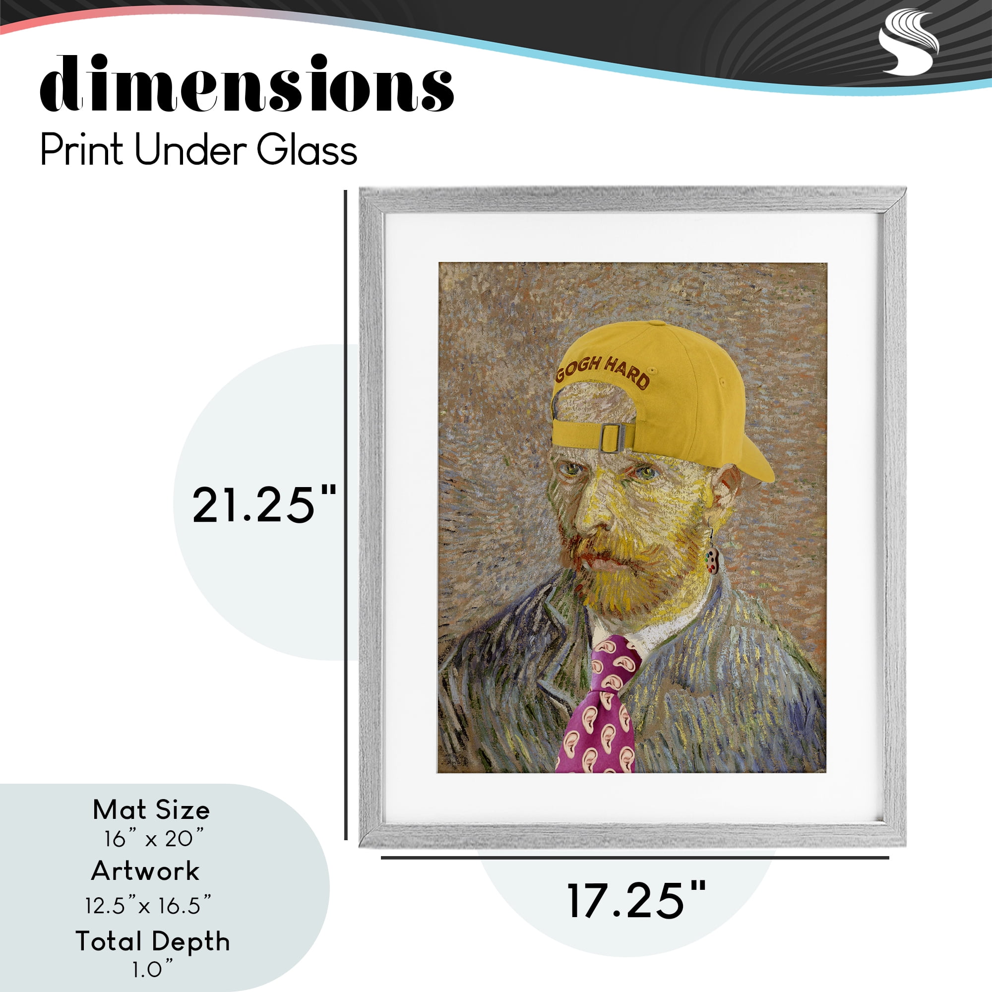 Van Gogh in Yellow hat Gray Framed Print Under Glass, design by Masters Redux