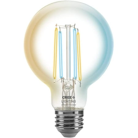 

Cree Lighting Connected Max Smart LED Vintage Glass Filament Bulb G25 Globe 40W Tunable White Works with Alexa and Google Home No Hub Required Bluetooth + WiFi