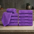 thumbnail image 2 of Ample Decor Washcloths 12 x 12 inch 10 Piece 600 GSM 100% Cotton, Lightweight, Quick Drying, Machine Washable Fingertip Towels for Bathroom, Gym, Kitchen - Purple, 2 of 6