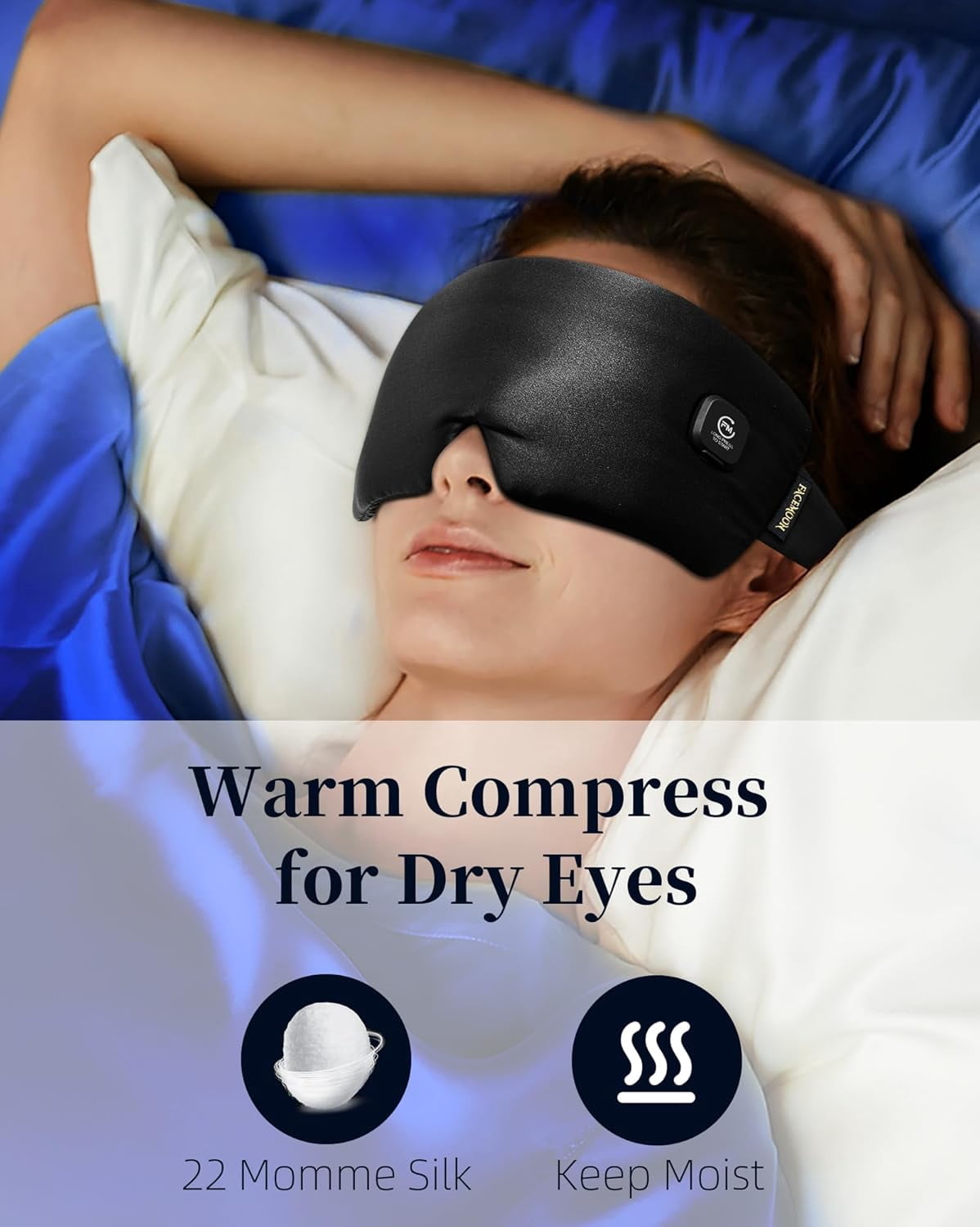 Heated Eye Mask for Dry Eyes - Warm Eye Compress for Tired Eyes, Sleep and Travel - Moist Heat Eye Heating Pad, Great Father’s Day Gifts for Dad Men Husband Grandpa, Washable Rechargeable, Black