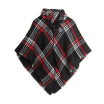 Augper Girl's Fashion Plaid Shawl Wrap Cape Cardigan Horn Button Children Scarf Cloak