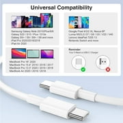 2 Pack USB C to USB C Cable 3.3ft, Type C to Type C PD Fast Charging Charger Cord for MacBook iPad Samsung Galaxy, White