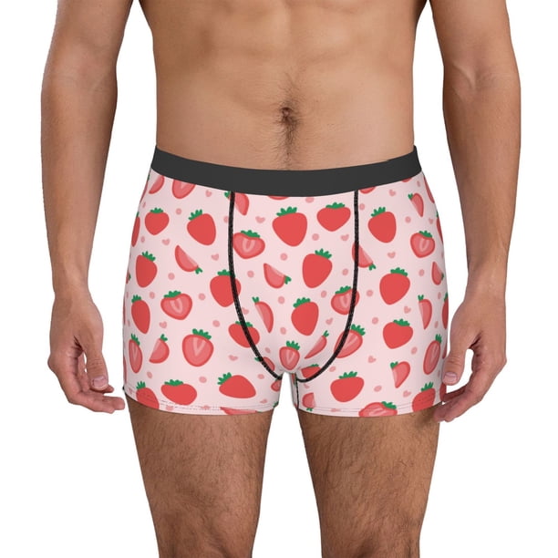 Balery Strawberry Calzoncillos bóxer para hombre, ropa interior de algodón suave y transpirable con cinturilla de nailon-X-Large