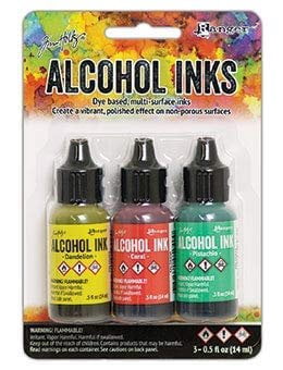 Ranger Tim Holtz Alcohol Ink Bundle - 11 Pc. Tropics Set - Beach Deco, Key West, Rodeo, Pitch Black and Snow Cap with Bonus PTP Blending Sticks